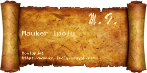 Mauker Ipoly névjegykártya
